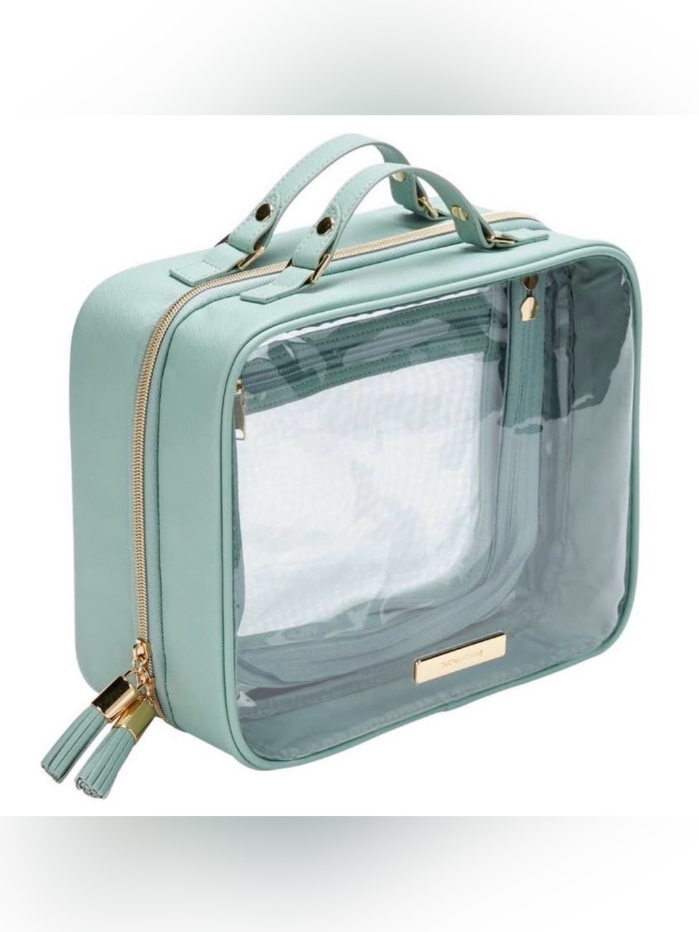 TARTAN+TWINE Clear Sage-Trimmed Weekender Makeup Bag